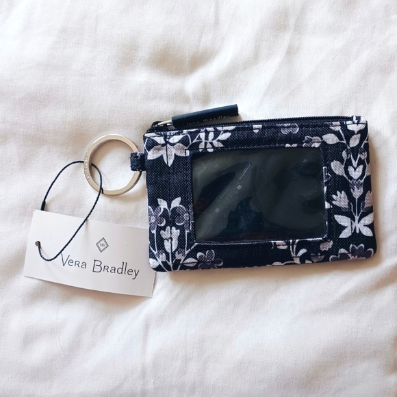 NWT Vera Bradley Lighten Up Zip ID Case Chandelier Noir Keychain - Picture 2 of 3